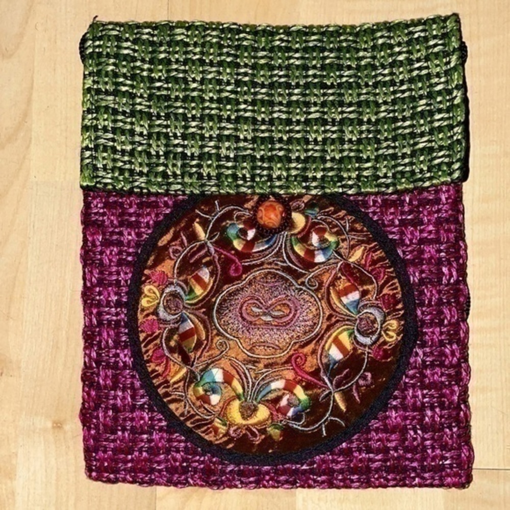 NWOT Chinese handmade knit luck embroidery purse crossbody bag travel passport - Picture 2 of 13
